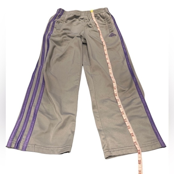 Adidas Girls work out athletic lounge pants grey gray with purple stripe 6X. - Picture 10 of 12